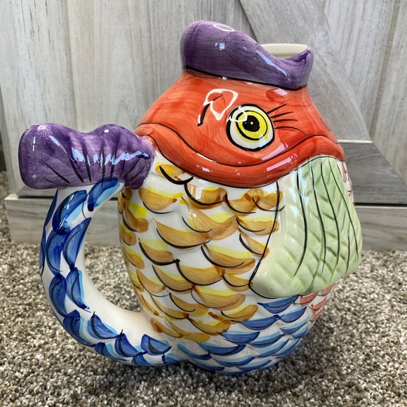 Vintage WCL China Ceramic Koi Fish Pitcher 1970-1979 - Picture 2 of 13